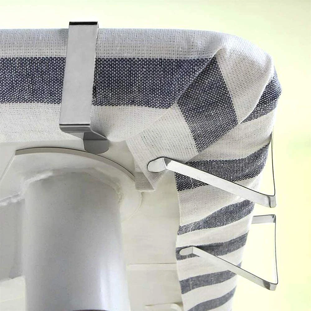 4 Stück Edelstahl-Tischdeckenklammer, rutschfeste, verstellbare Tischdeckenklammern, Tischdeckenhalter für Party, Picknick, E