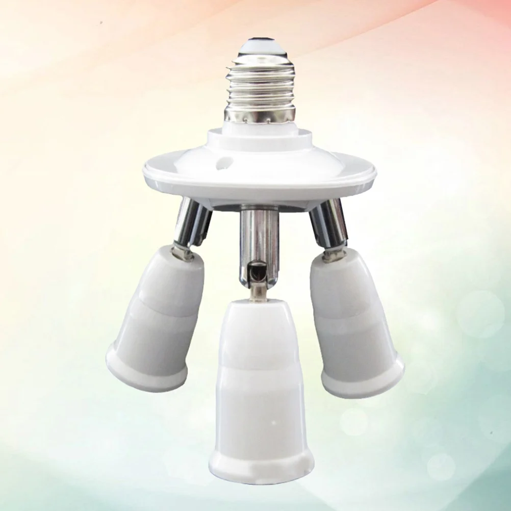 Universal White PBT E27 to 3 E27 360 Degree Rotation 1 to 3 LED Light Bulb Base Conversion Lamphead Lamp Holder Socket