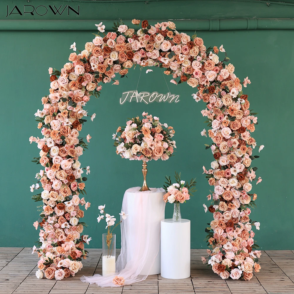 Artificial Decorative Flowers Luxury Autumn Color Rose Peony Floral Arrangement for Wedding Event Backdrop Decors Customized