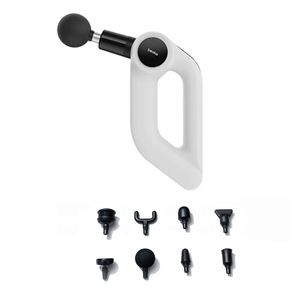 Pistola de masaje muscular corporal mejorada, función de calor, percusión de tejido profundo, Facial, incluye mango de extensión