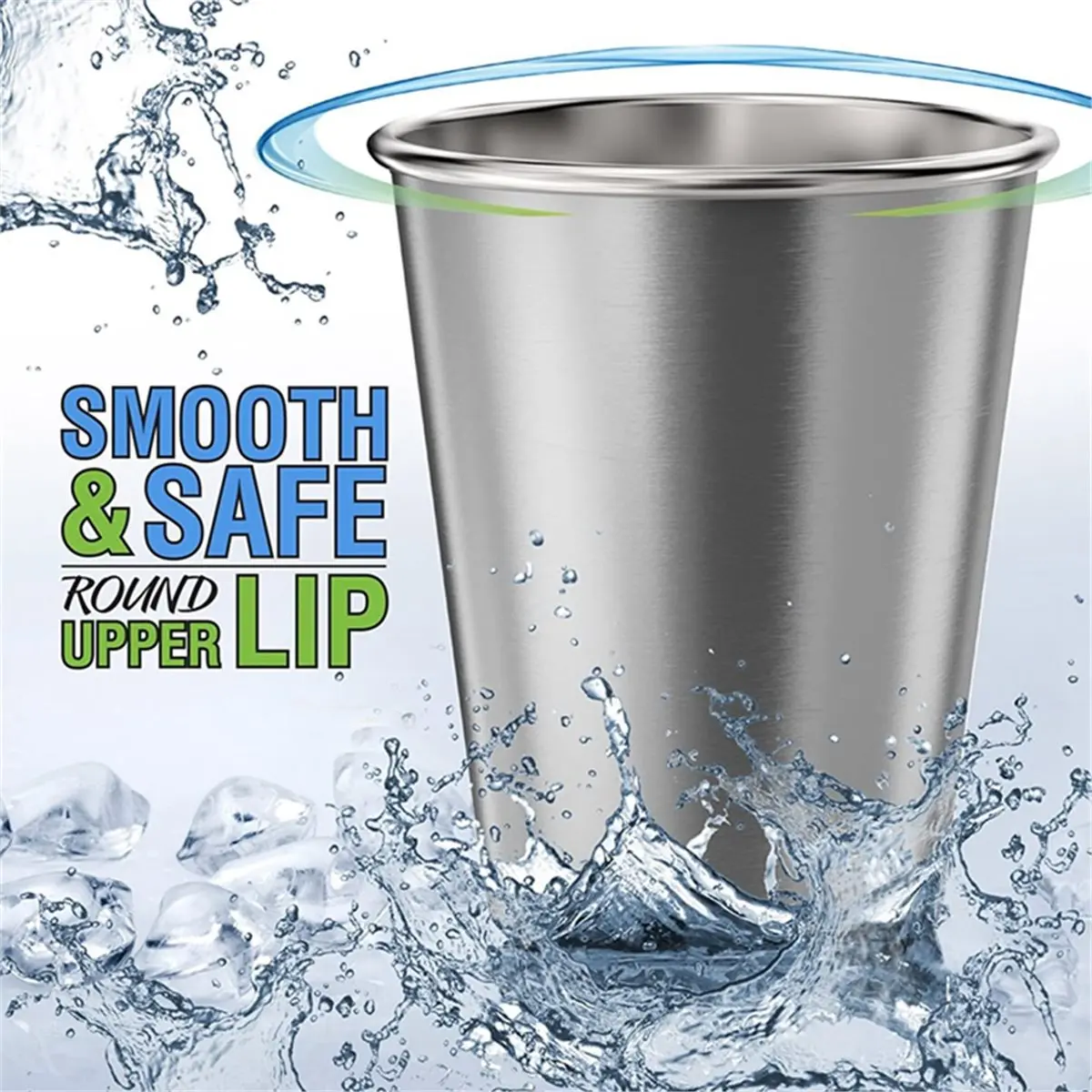 A67T NEW 500ML Stainless Steel Pint Cups Unbreakable Water Tumblers Stackable Reusable Metal Tumbler Cups for Kids Travel