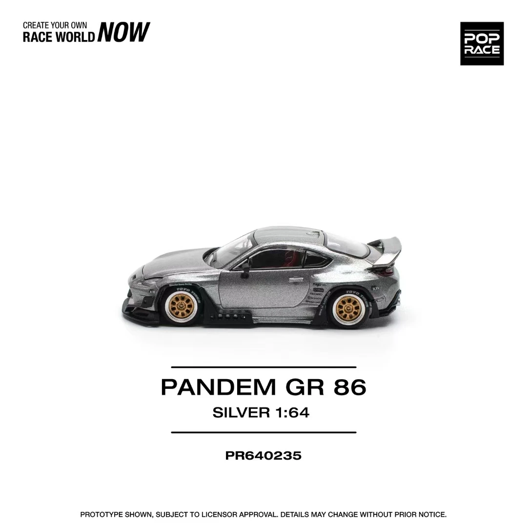 PreSale Pop Race 1:64 Pandem GR86 ZN8 Rocket Bunny Silver Openable Hood Diecast Diorama Car Model Toy