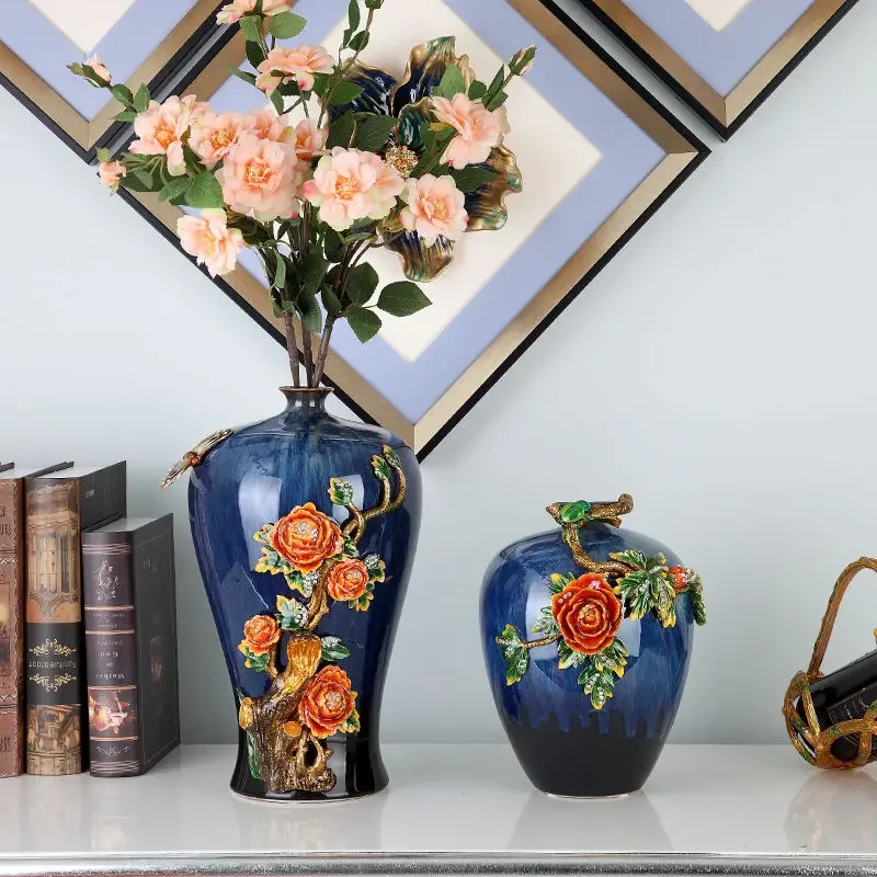 Enamel ceramic vase living room bedroom ornament flower arrangement home decoration