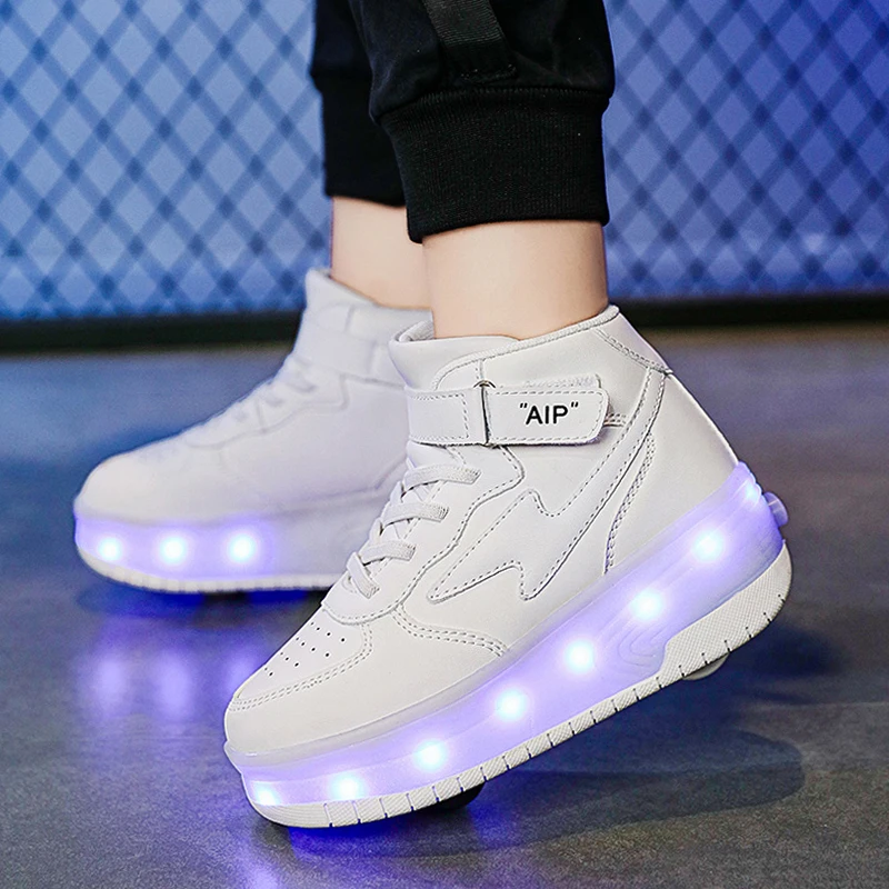 Roller Sneakers 2 ruote scarpe bambini moda Casual stivali sportivi ragazzi ragazze regalo giocattoli gioco bambino illumina calzature pattinaggio a