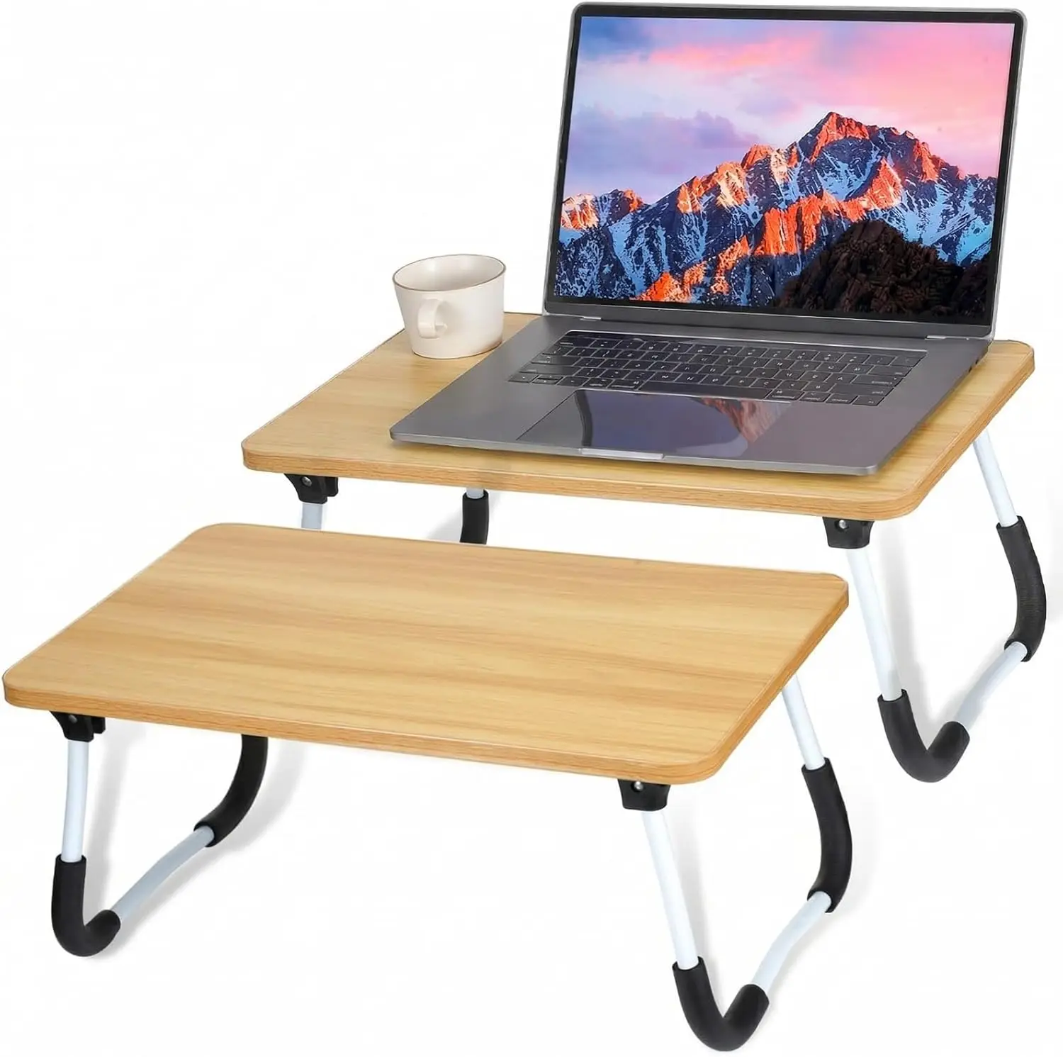 Foldable Laptop Table for Bed and Couch, Portable Wood Desk for Working, Reading, Eating at Home or Office
