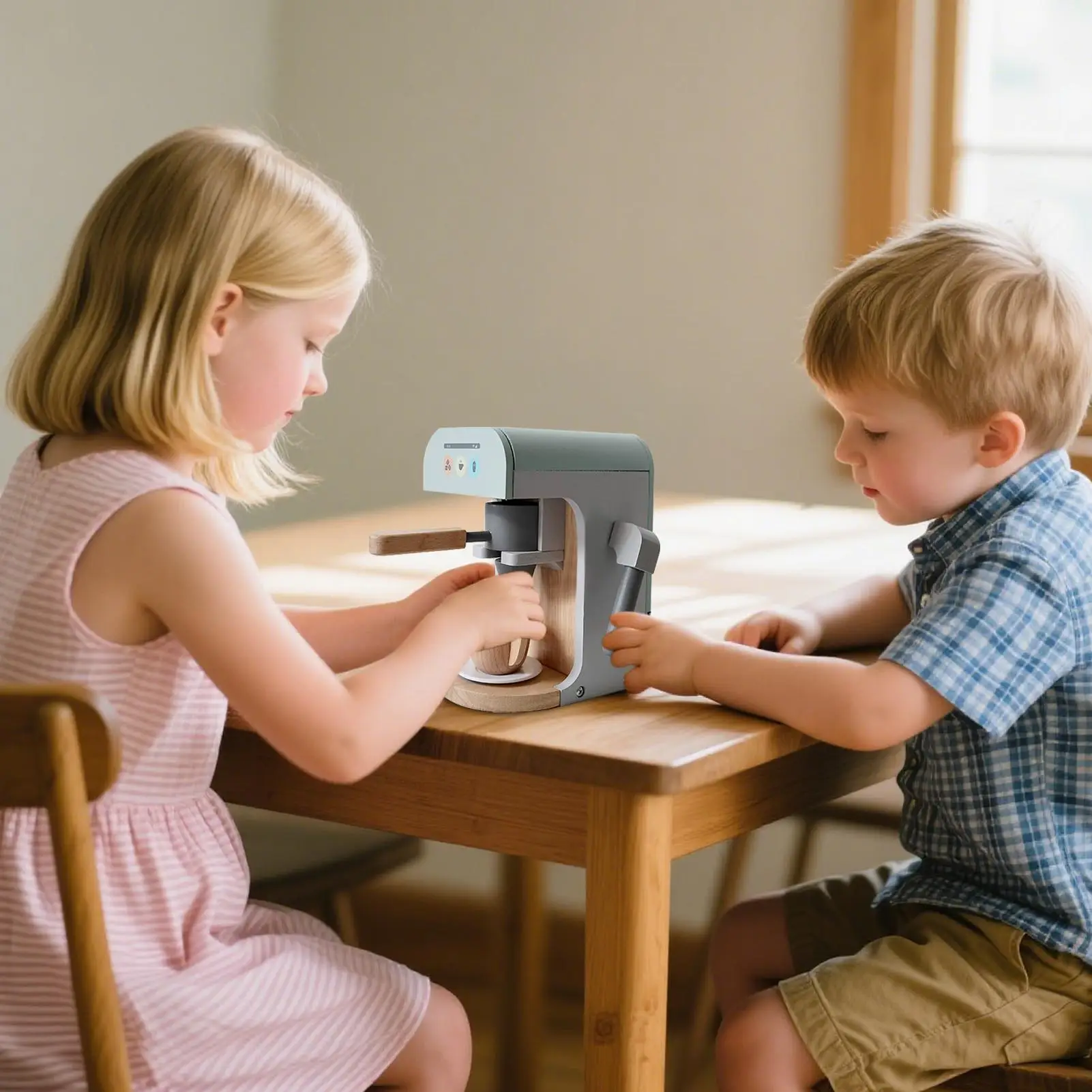 Toy Coffee Maker For Kids Wooden Coffee Maker Kitchen Play Toys Educational Toys Imaginative For Toddler Kids Girls Boys Indoor