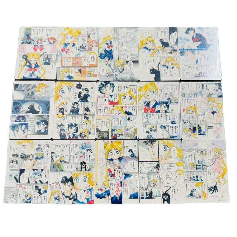 15 Sheets Sailor Moon Flash Card Usagi Tsukino Mizuno Ami Kino Makoto Comic Series Diy Action Toy Figures Anime Game Collection