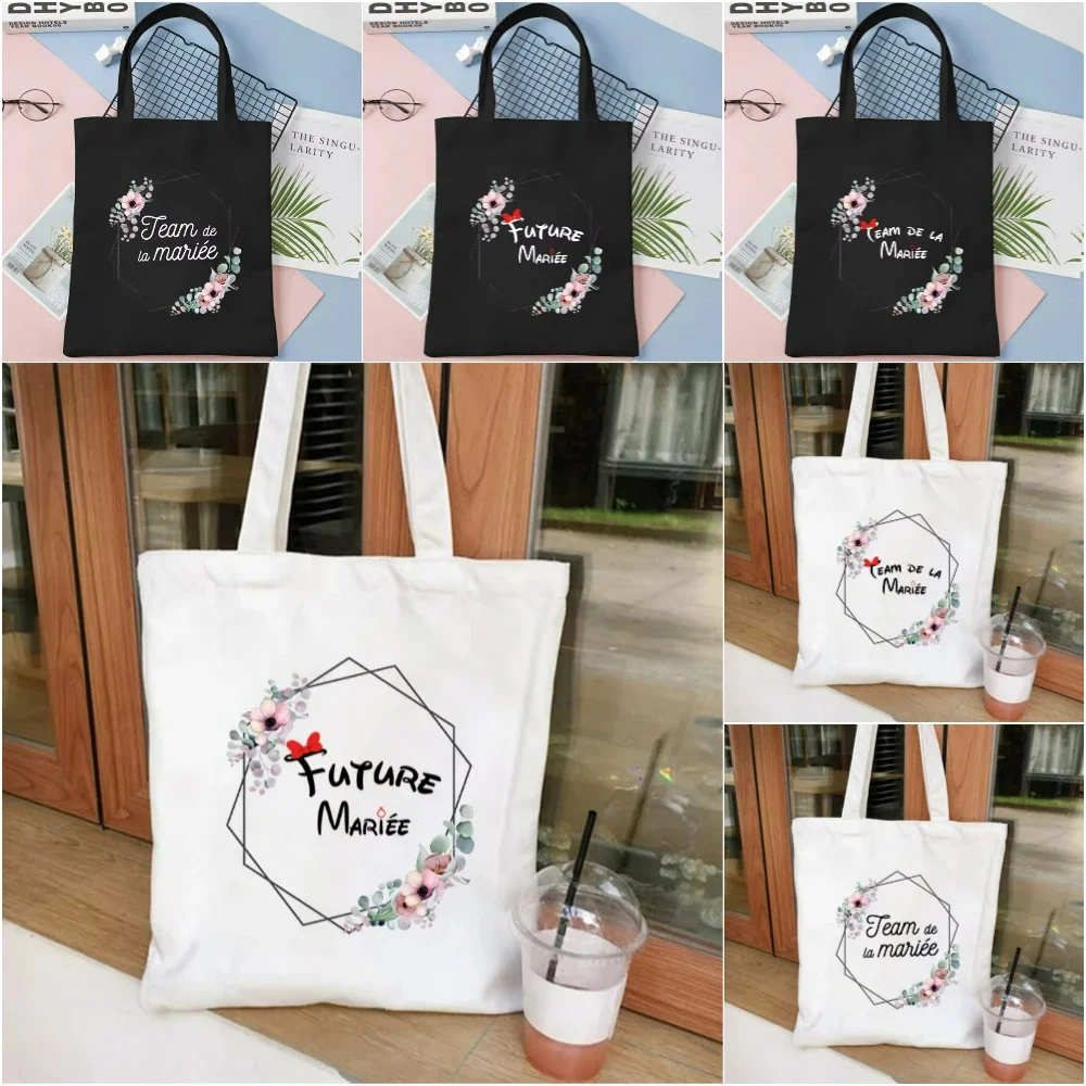 

Bride Squad Tote Bag Wedding Party Shoulder Bag Bachelorette Essentials French Gift Team EVJF Bridesmaid Reusable Shopping Bag