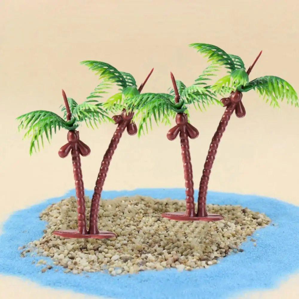 Decorative Mini Coconut Palm Tree Coconut Palm Tree Figurines Plastic Mini Landscape Coconut Tree Simulation