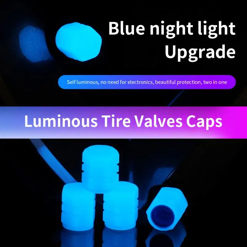 Luminous Tire Valve Caps 7 Colors Car Motorcycle Bike Glowing Valve Cover Car Tyre Wheel Hub Rim Styling Tool Auto Accessories