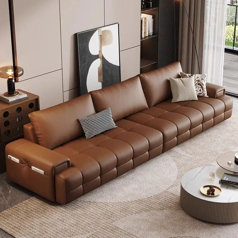 Italian leather sofa modern simple light luxury living room size straight row Lawrence one piece AliExpress