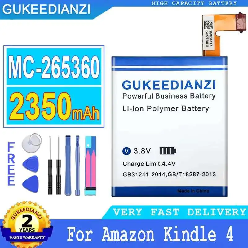 

Tablet Battery 2350Mah For Amazon Kindle 4 5 6 515-1058-01 MC-265360 D01100 S2011-001-S DR-A015 Metal Version