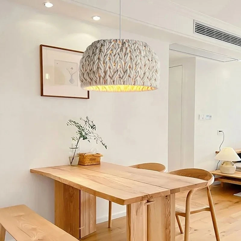 

Modern Hand Woven Led Chandelier for Dining Room Kitchen Food Tables Bedroom Designer Pendant Lights Home Decor Light Fixture