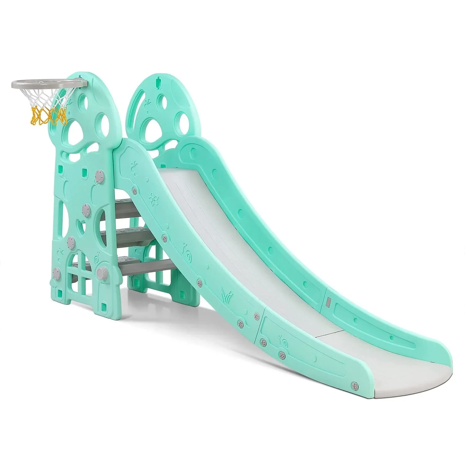 Slide infantil fácil configuração playset slide com cesta de basquete para crianças interior ao ar livre jardim quintal brinquedo fácil de armazenar