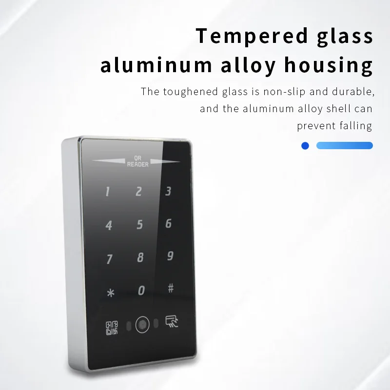 13.56Mhz 1D Barcode QR Card Reader Scanner Wiegand  RS232 RS485 Uart Waterproof Keypad Metal IC Card QR Code Access Control