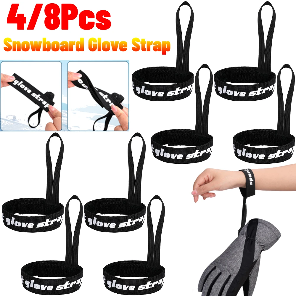 

4/8Pcs Sport Glove Safety Strap Elastic Ski Glove Leash Holder Ski Gloves Handcuffs for Hanging Glove for Skiing Snowboarding