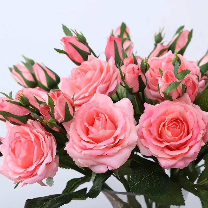 

High End Imitation Flower Hand Moisturizing Rose Wedding Bouquet Home Living Room Decoration Imitation Flower Wall Accessories