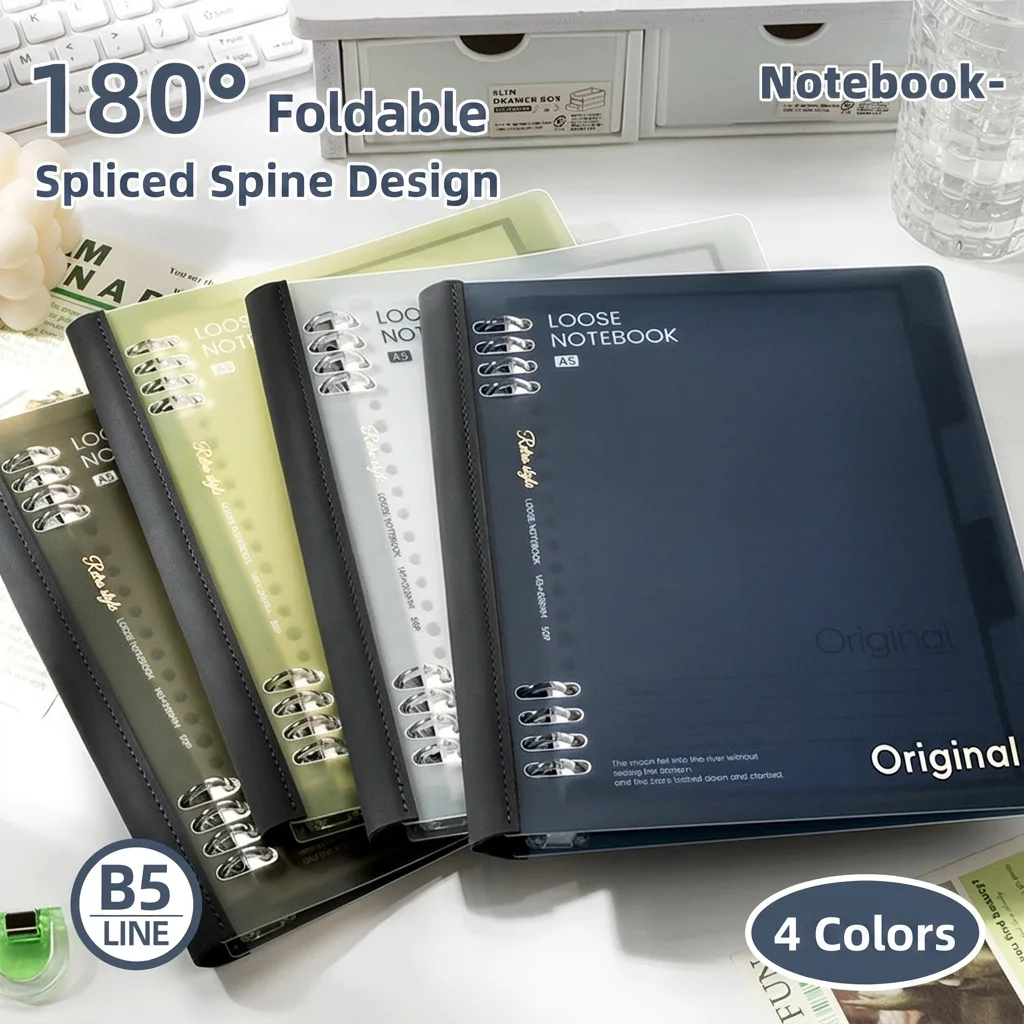 

Removable Pages Notebook Smooth Waterproof Cover Notebook Spliced Spine Notebook Trendy For School Meeting Minutes Office