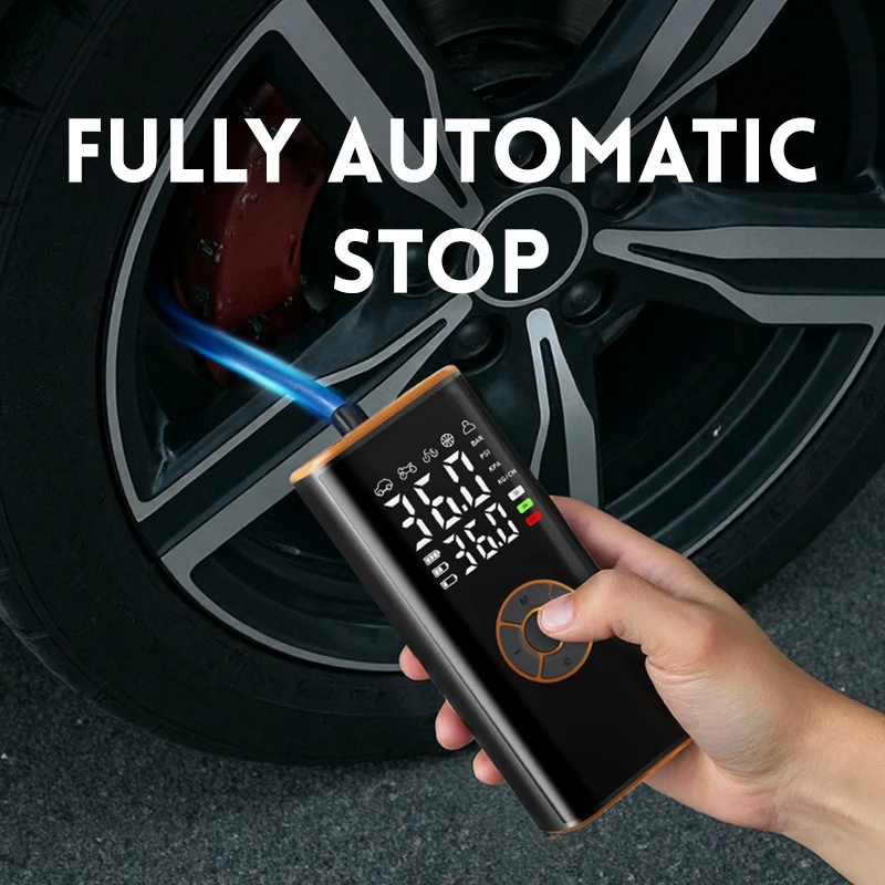 Compresor de aire portátil inalámbrico para neumáticos de coche, bomba eléctrica de 150 PSI con manómetro digital, linterna LED, bomba de aire para coche, motocicleta, bicicleta y pelota, bomba de aire inteligente