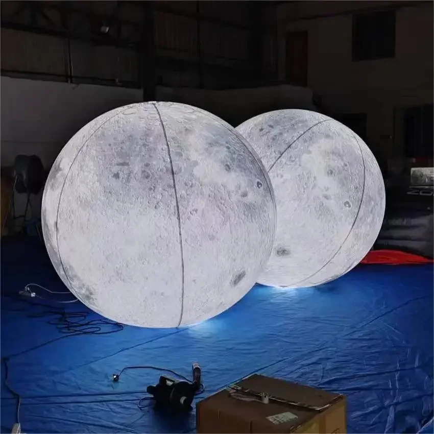 Space Theme Party Decoration Inflatable Planet, Earth Moon Nine Planets Hanging Led Advertising Floating Ball