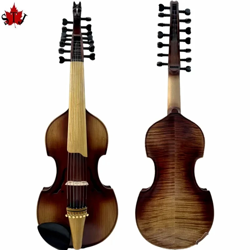 

Baroque style professio Master 7×7 strings 16" Viola d'Amore,carving horse head neck，loud and nice sound#15435