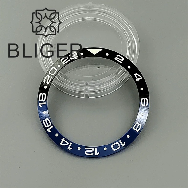 BLIGER 34mm/35mm Diameter Watch Bezel Super Vintage Bat/Man Blue Red Insert C3 Green Luminous Fit 36mm/38mm S/U/B Watch Case