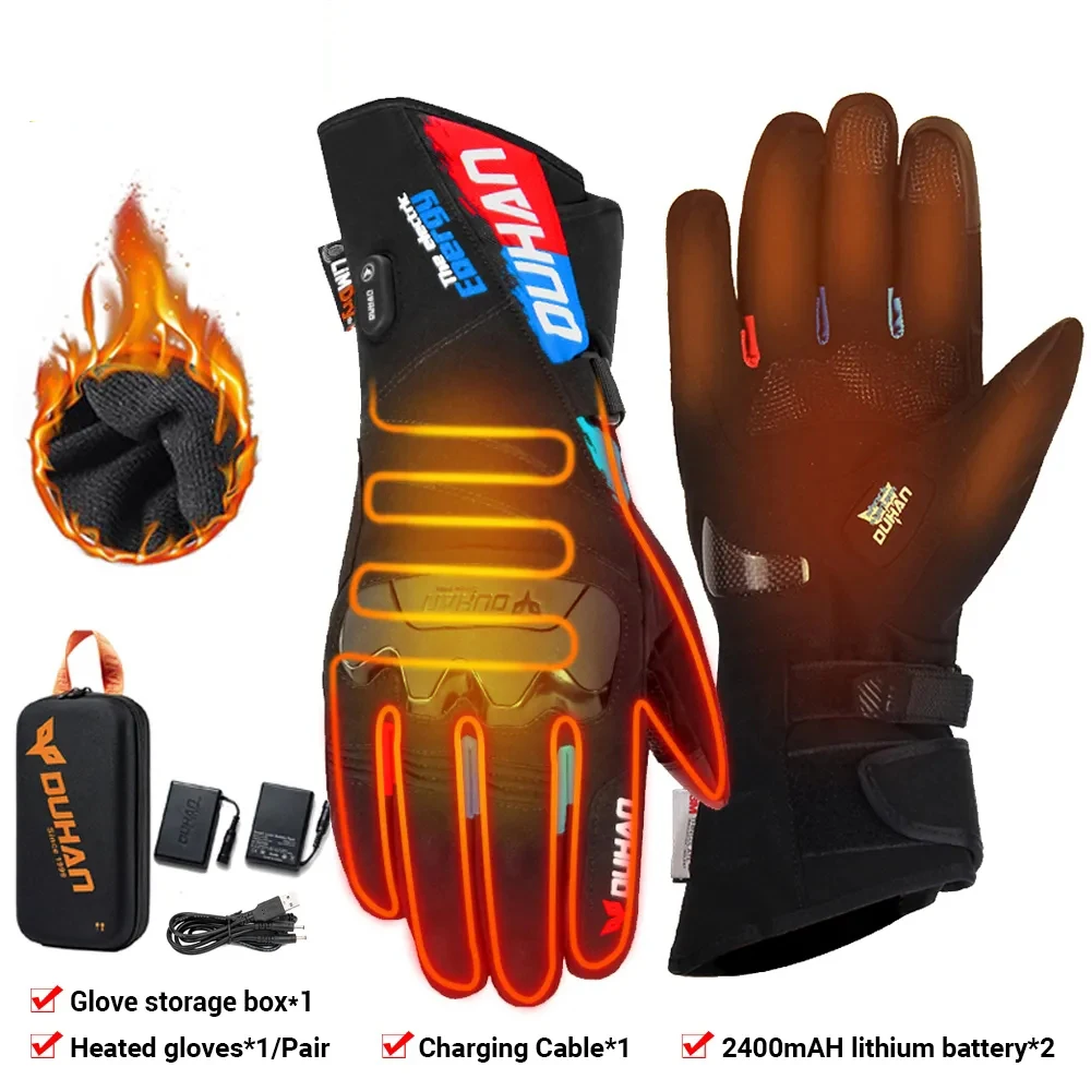 

DUHAN Motorcycle Heating Gloves Battery Powered Moto Guantes Winter Waterproof Riding Gloves Outdoor Keep Warm Guantes Para Moto