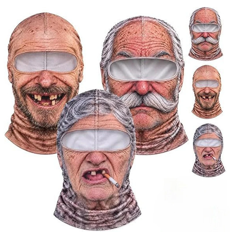 Funny 3D Face Balaclava Hat Full Face Covering Hood Balaclava Motorcycle Riding Skiing Thin Version Face Mask Outdoor
