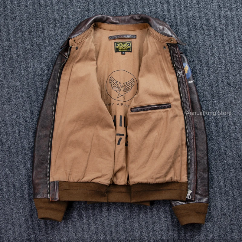 Bomber A-2 สไตล์ของแท้หนังแจ็คเก็ตบุรุษหรูหรา 1.6 มม.หนาเสื้อ Vintage Casual Heavy หนังชุดสูท