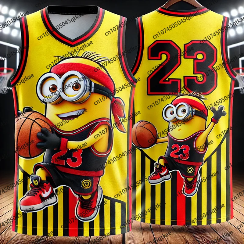 24/25 New Minions Special Edition Basketball Vest Jordan 23 Football Jerseys Mens Women Oversize Sleeveless TShirt Top Adult/Kid