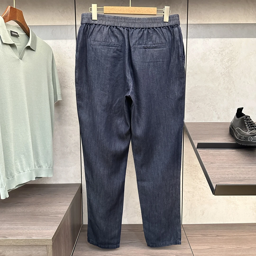 

Kiton Italian 25ss Washed Versatile Elastic Waist Small Straight Jeans