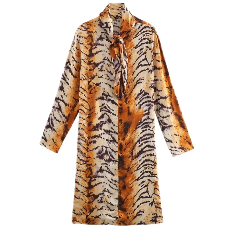 Automne 2024 nouveau femmes Faion Design Animal imprimé léopard Dr polyvalent longue Sve robe cintrée Ele Sle 8624026