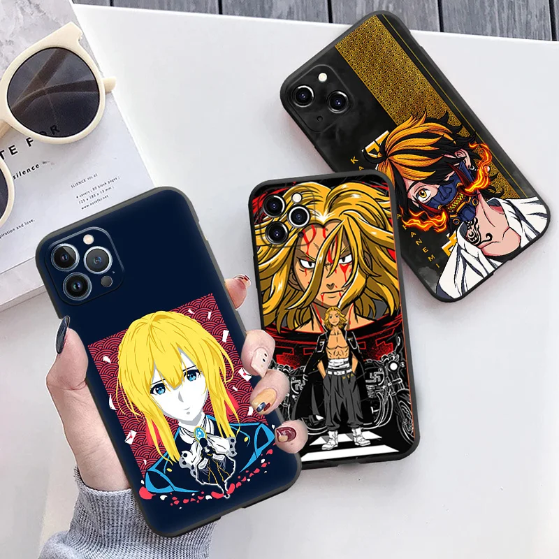 Phone Case for iPhone 16ProMax 14 13 15 Pro Max 12 11 XR SE 7 8 16 Plus Cartoon Tokyo Revengers Soft Black Silicone Cover image 4