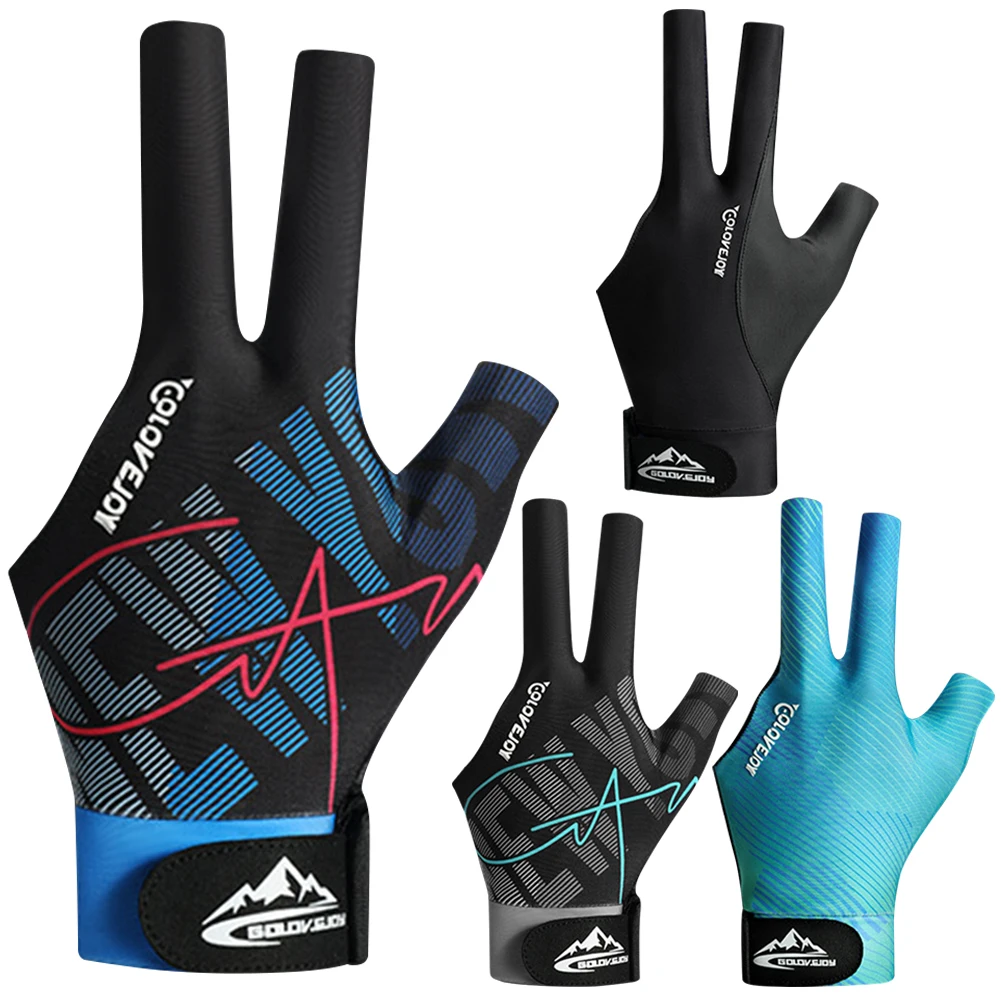 قفازات البلياردو ثلاثة أصابع قفازات المضادة للانزلاق قفازات الاصبع المفتوحة قابل للتعديل 3 أصابع السنوكر قفاز للرجال النساء اليد اليسرى