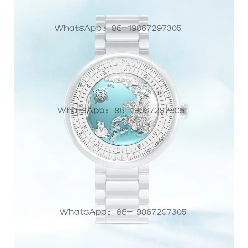 Blue Planet Glacier Blue Mechanical Watch, Ceramic Art Watch, Ladies Watch