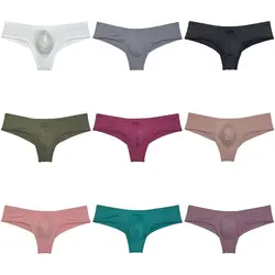 Men's Cheeky Bikini Briefs Low Rise Beach Briefs Contour Pouch Tangas Sexy Underwear Breathable Stretchy Jockstrap Men Panties