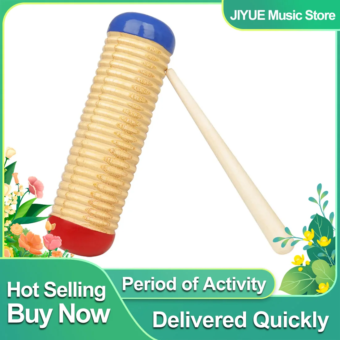 SLADE Orff Sand Cylinder Scraping Cylinder Red and Blue Solid Wood Percussion Instruments Children's Kids Music Early Education