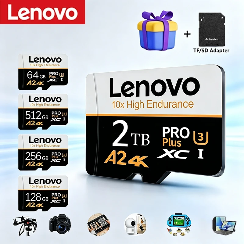 Lenovo High Speed Memory Card 2TB Cartao De Memoria 512GB Micro SD Card 256GB Class 10 TF Flash Card For Phone Tablet UAV NEW
