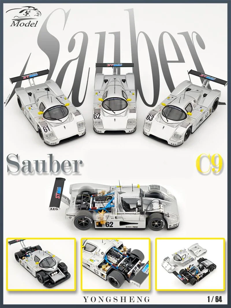 

[PreSale] YONGSHENG YS 1:64 Sauber C9 Silver #61 / 62/ 63 Collection Miniature Diecast Metal Model Car