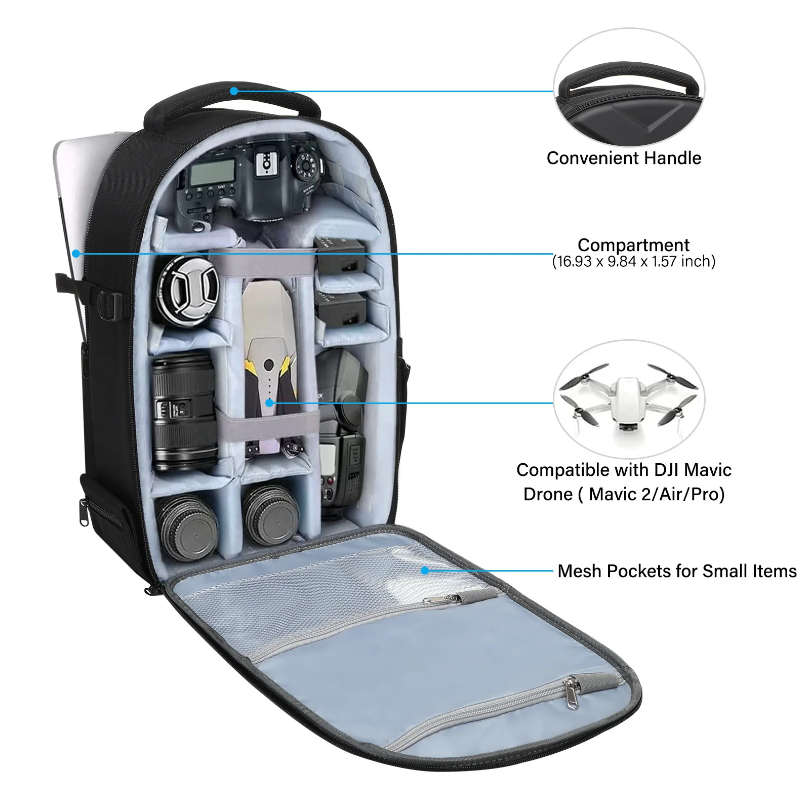 التصوير في الهواء الطلق سعة كبيرة كاميرا DSLR على ظهره حقيبة التخزين المتكاملة الطائرة بدون طيار حقيبة الكمبيوتر حقيبة كتف مزدوجة