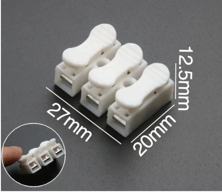 10pcs/lot 2p 3p CH-2 CH-3 Spring Wire Quick Connector  G7 Electrical Crimp Terminals Block Splice Cable Clamp Easy Fit Led Strip