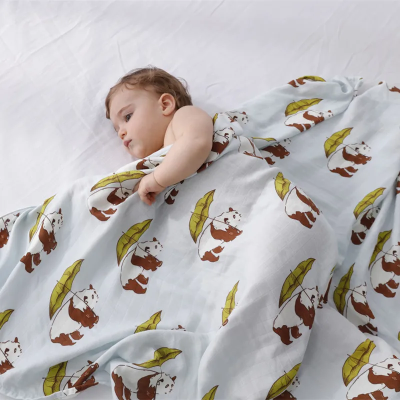 Spring summer Baby blanket Bamboo Cotton Baby Muslin Print Swaddle Blanket Cute Baby Bedsheet 1pcs/pack