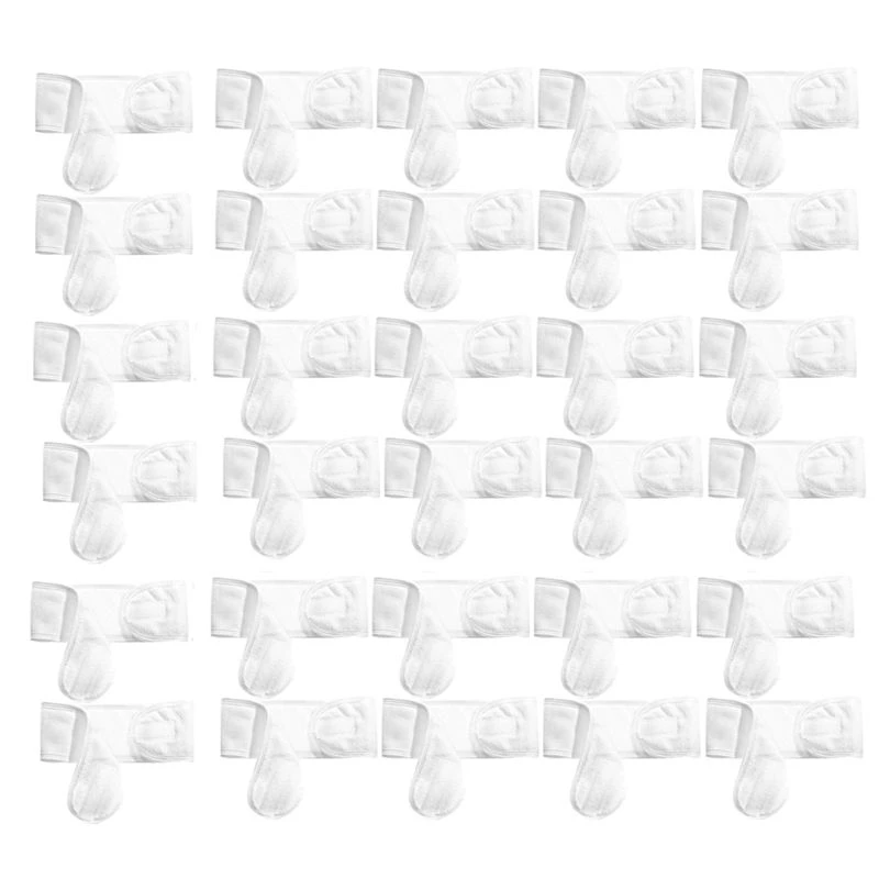 new-30-pack-spa-headband-facial-esthetician-hair-wrap-for-women-adjustable-makeup-sports-shower-stretch-towel-white