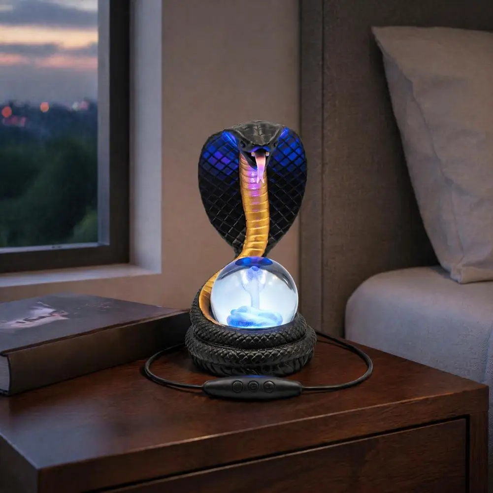 Desktop Ornament Snake Shaped Resin Desk Lamp Led Rgb Color Changing Table Light Faux Ball Night Lamp for Bedroom Office Gaming