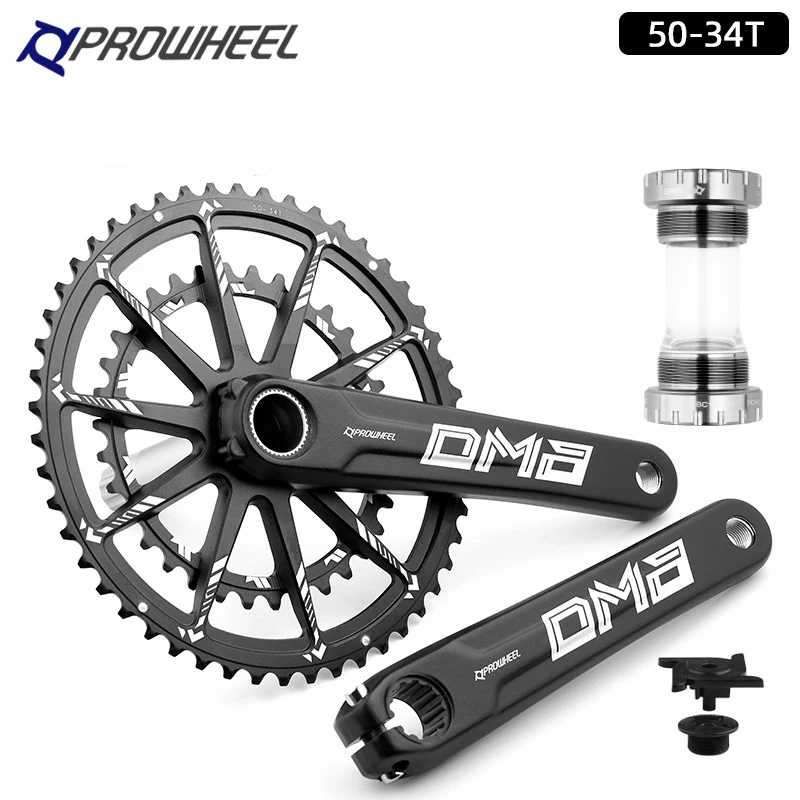 PROWHEEL12 speed road bike hollow integrated crankset 34T/50T double disc 170/172.5/175mm aluminum alloy crank bike parts