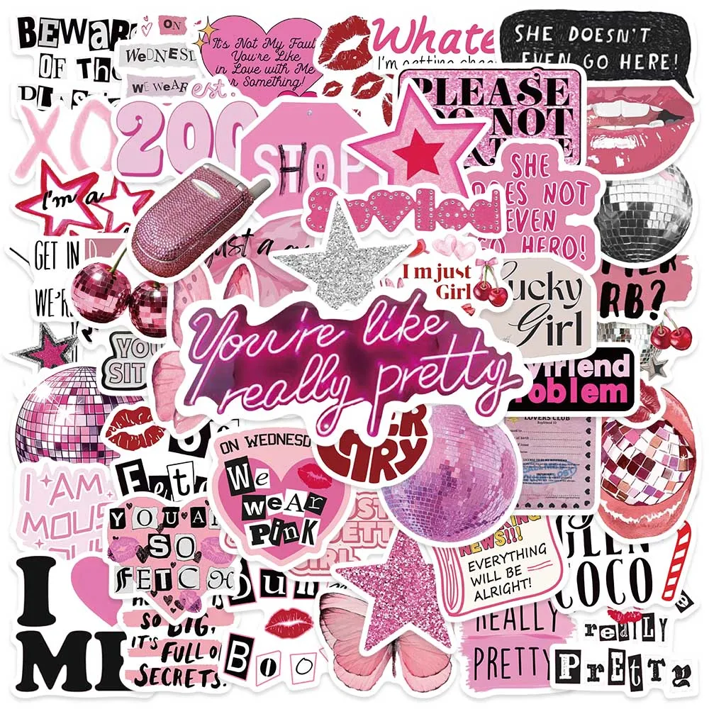 

50PCS Y2k Aesthetic Coquette Cute Pink Cool Stickers Waterproof Laptop Bumper Skateboard Water Bottles Computer Phone Decal