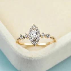 Huitan Fashion Luxury Marquise Cubic Zirconia Rings for Women Engagement Wedding Accessories Gold Color Jewelry Drop Shipping