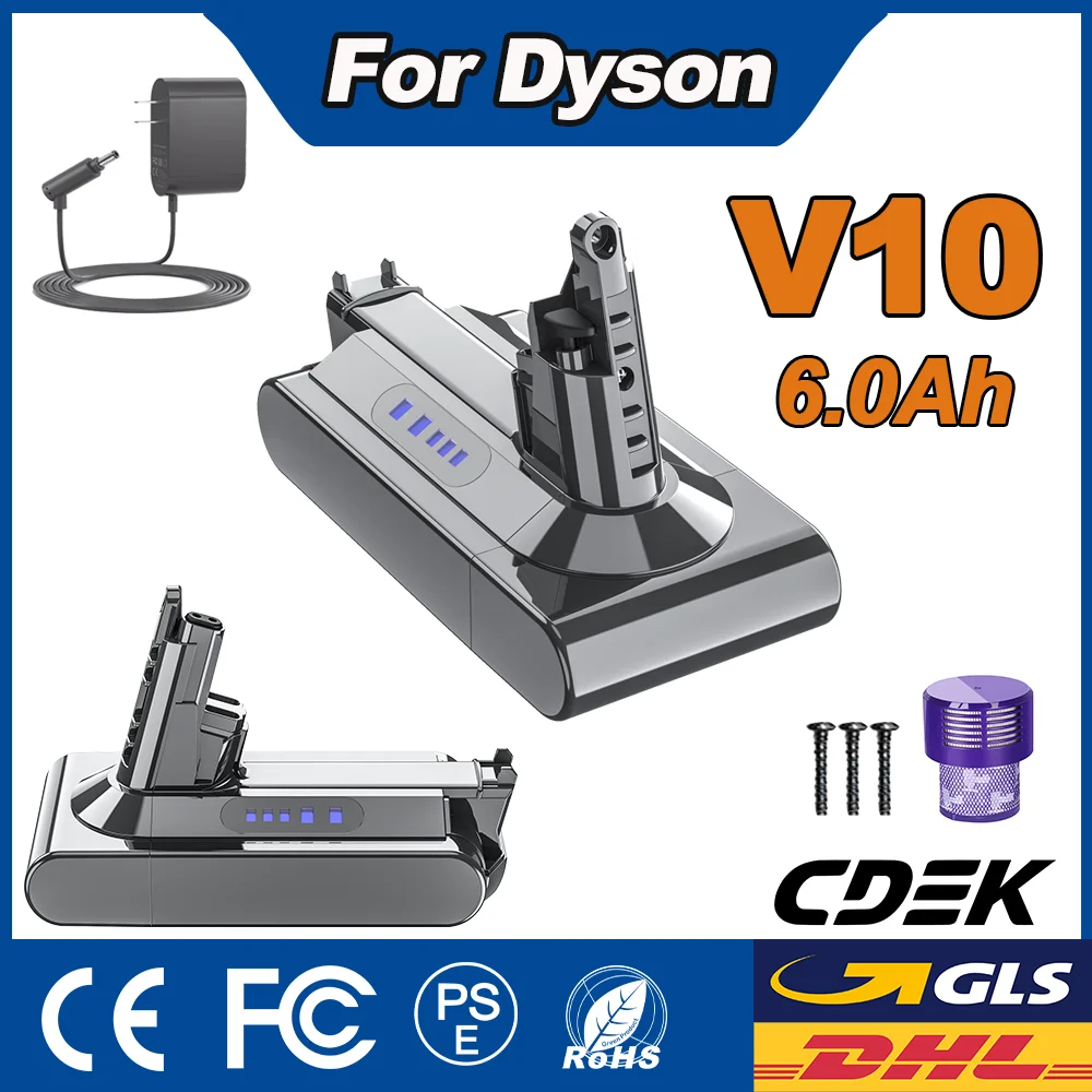 Batterie Powtree 6,0 Ah pour aspirateur Dyson V10 Absolute Animal V10 SV27 Total Clean 25,2 V pour batterie DYSON SV12 V10