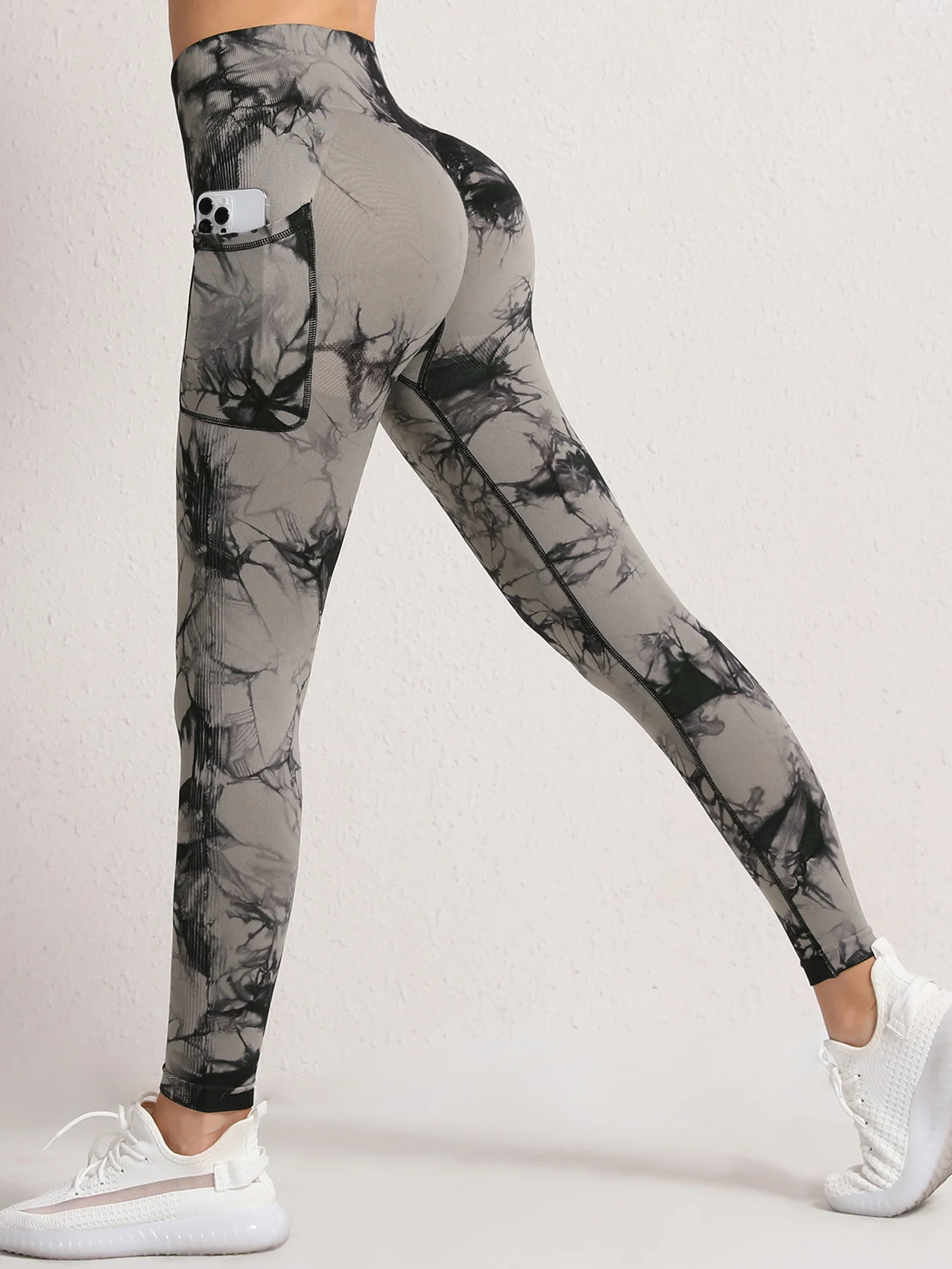 

Women Tie Dye Side Phone Pocket Leggings Seamless High Waist Sports, Leisure, Fitness, Yoga Pants