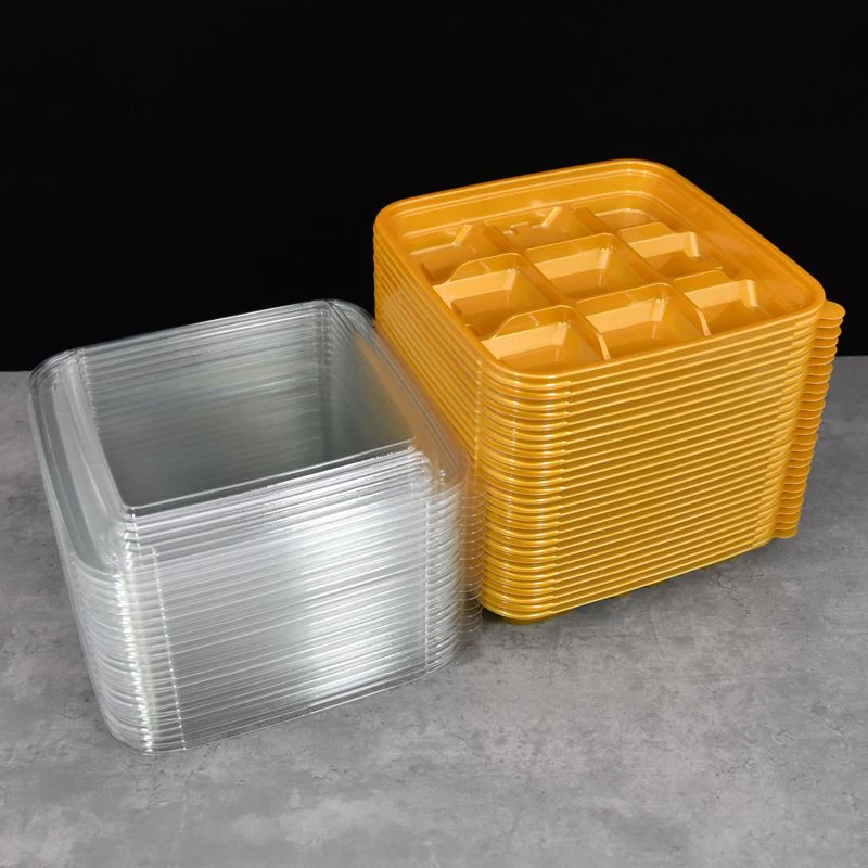 10 Pcs Disposable Food Cake Containers With Clear Lids Packaging Boxes Pastry Takeout Box 6 9 Small Grids Puff Hot Cocoa Dessert